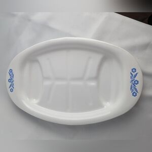 VINTAGE Corning Ware P-19 Made In USA Blue Cornflower Meat Serving Platter